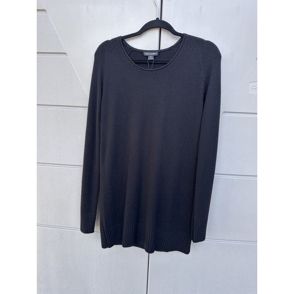 State Cashmere Black Dress 100% Luxurious Cashmere Sz M Classic Timeless Minimal